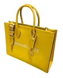 41SOCtZAsbL.jpg Michael Kors Mirella Medium EW Tote Crossbody Shopper Bag Golden Yellow Leather - 35S4G7ZT2L - Image 1