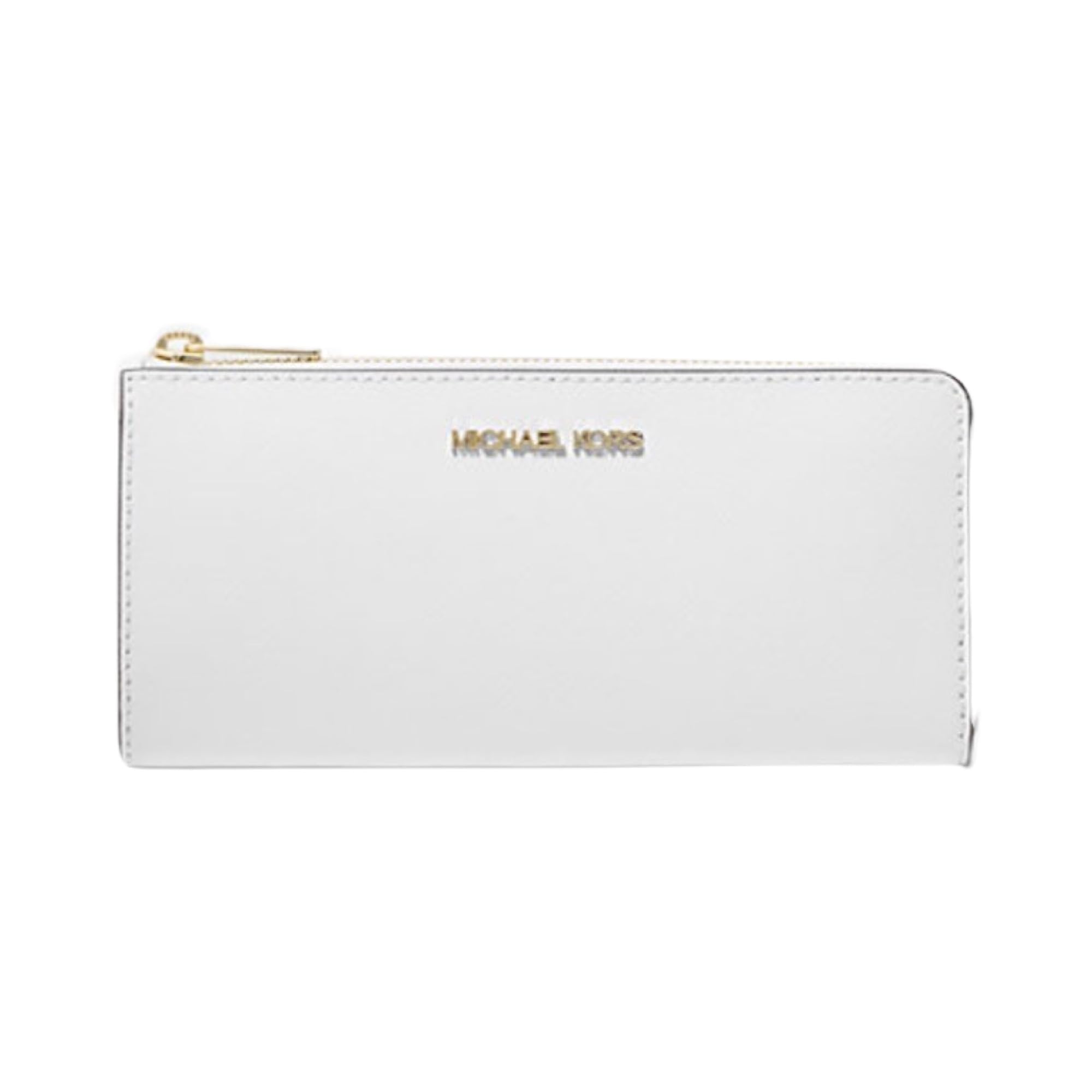 51Qid50kbcL.jpg Michael Kors Jet Set Travel Wallet (Optic white gold hardware) - Image 1