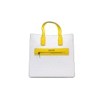 Michael Kors Kenly Large North South Tote White MK Signature Citrus Yellow
