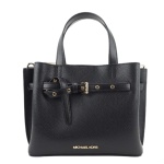 Michael Kors Emilia Small Leather Satchel Black Crossbody