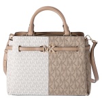 Michael Kors Reed Large Colorblock MK Signature Satchel Convertible Shoulder Bag (Camel Multi)