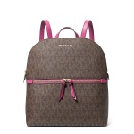 Michael Kors Dallas Medium Signature Logo Backpack (Brown/Deep Fuchsia)